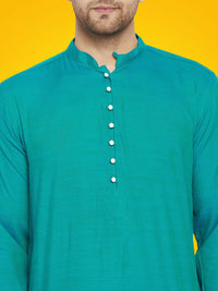 Thumbnail for Even Apparels Men's Rayon Green Self Design Kurta - Distacart