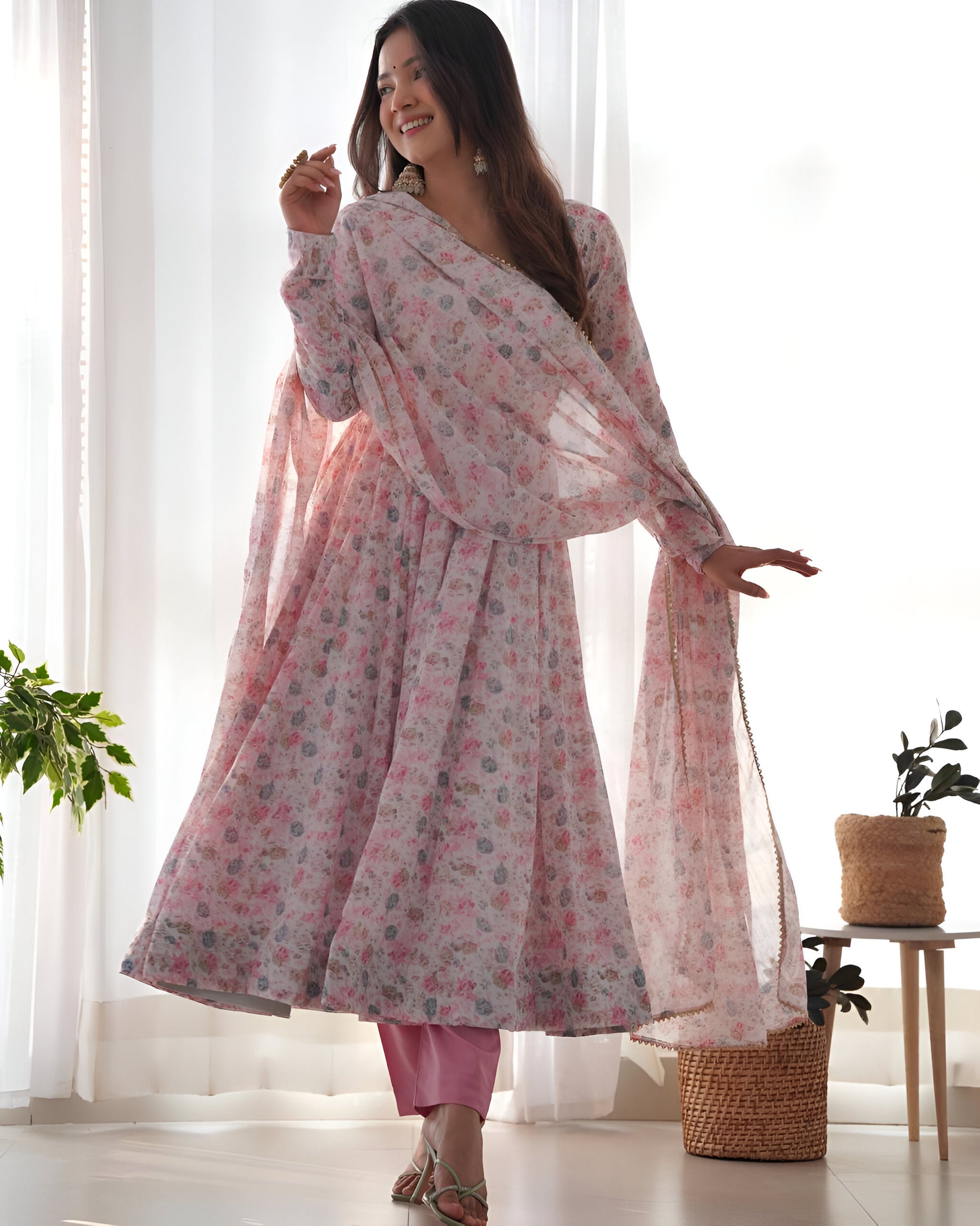 Lehenga Mart Pink Chiffon Designer Anarkali Suit Set - Distacart