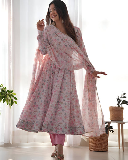 Lehenga Mart Pink Chiffon Designer Anarkali Suit Set - Distacart