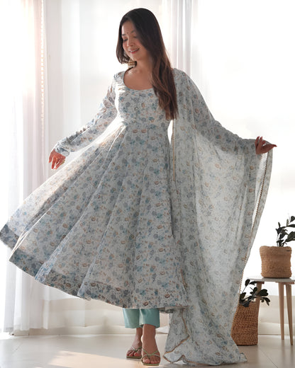 Lehenga Mart Sky Blue Chiffon Designer Anarkali Suit Set - Distacart