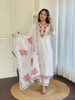 Thumbnail for The52 Thread work on Viscose Fabric Straight Kurta, Pant and Dupatta Set