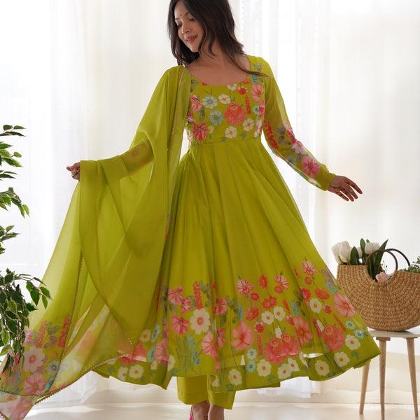 Lehenga Mart Designer Anarkali Suit With Kurta Pant Dupatta For Women-Liril - Dista