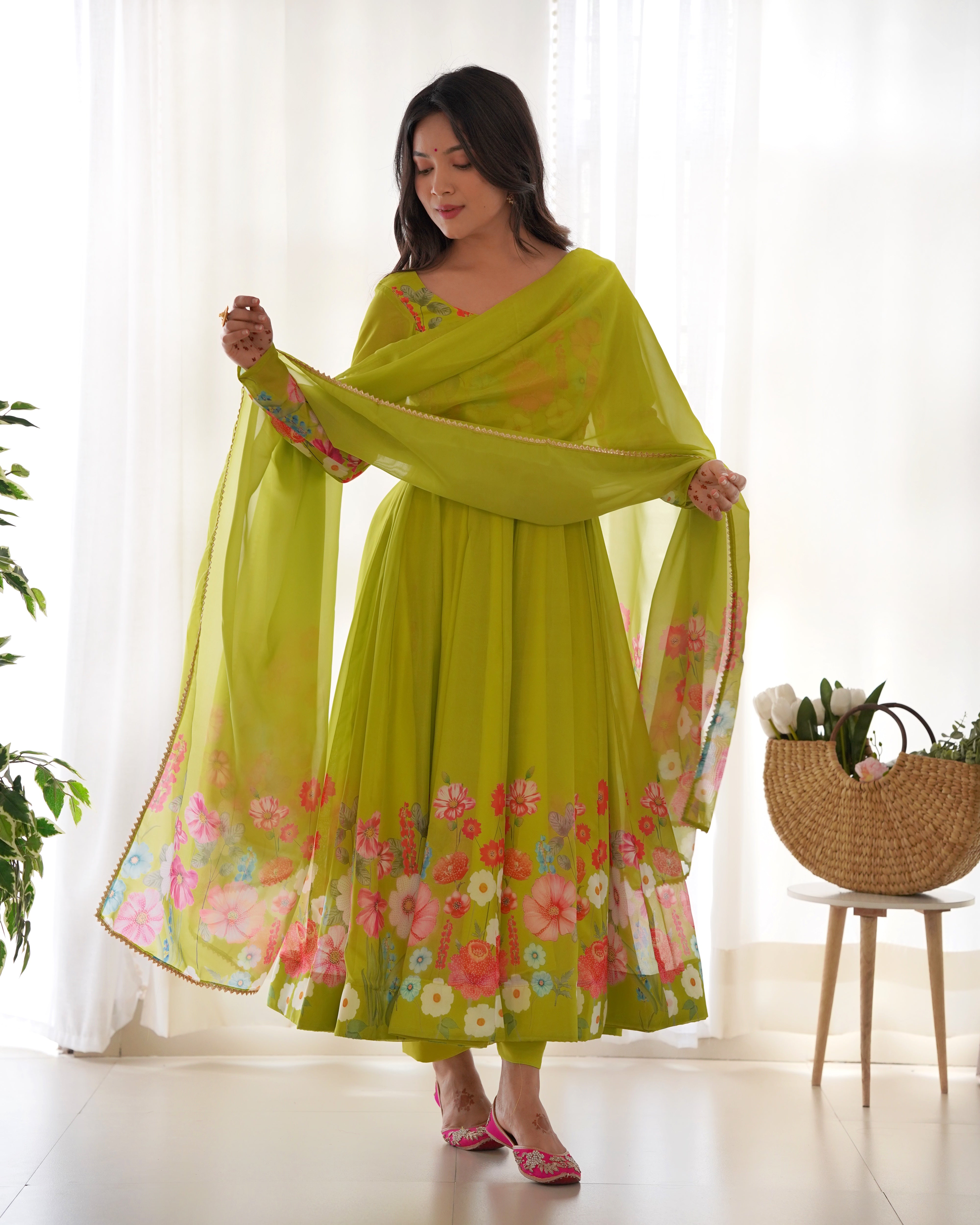 Lehenga Mart Designer Anarkali Suit With Kurta Pant Dupatta For Women-Liril - Dista