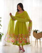 Thumbnail for Lehenga Mart Designer Anarkali Suit With Kurta Pant Dupatta For Women-Liril - Dista