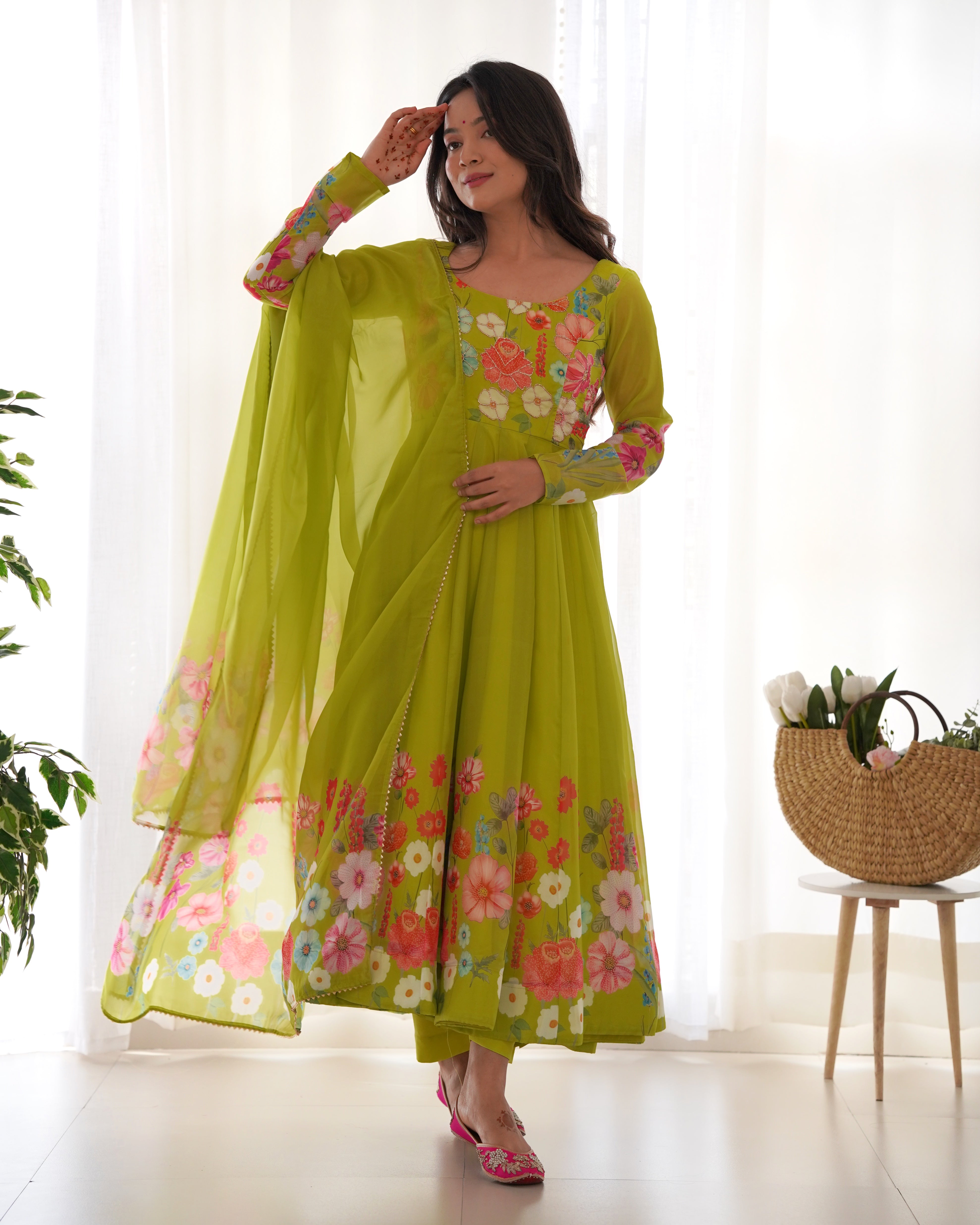 Lehenga Mart Designer Anarkali Suit With Kurta Pant Dupatta For Women-Liril - Dista