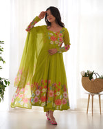 Thumbnail for Lehenga Mart Designer Anarkali Suit With Kurta Pant Dupatta For Women-Liril - Dista