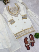 Thumbnail for Teeya Creation New Trendy Stylish Real Mirror Work With Lace Border Kurta Set - Dista