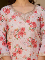Thumbnail for The52 White Women's Gorgeous Embroidered Chinon Fabric Straight Kurta Palazzo and Dupatta Set - Distacart