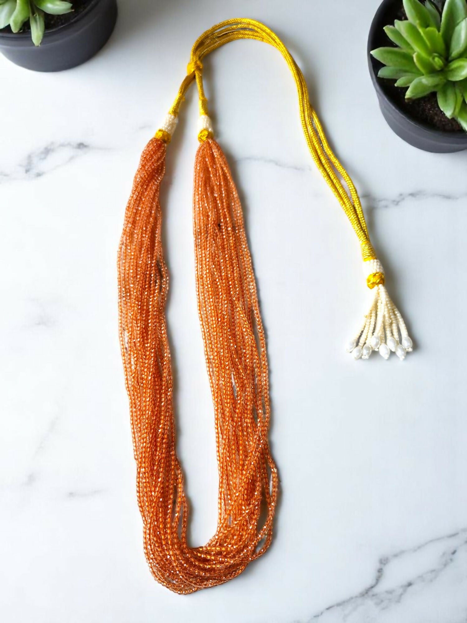 Inhanns Crystal Beads Luxe Edition – Multi-Layered Necklace - Peach - Distacart