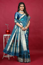 Thumbnail for Jyoti Fashion Women's Morpich Paithani Silk Zari Woven Saree with Blouse - Distacart