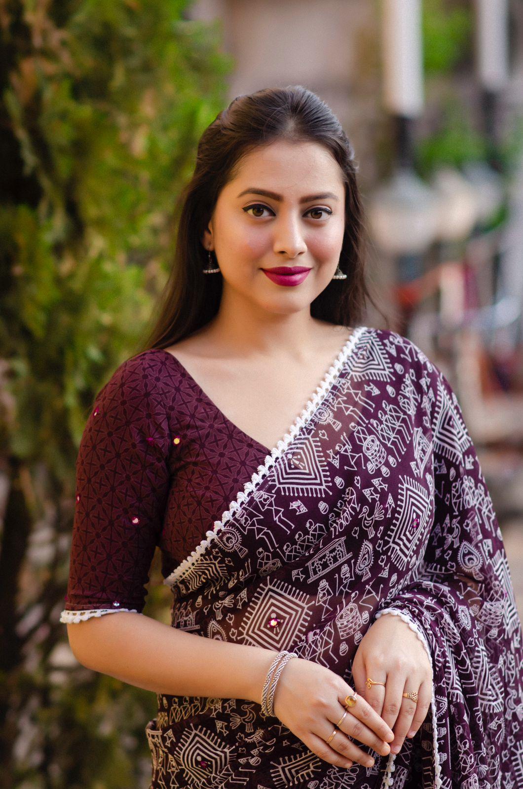 Jambali Poly Georgette Ethnic Motifs Saree with Unstitched Blouse - Hiral Fashion - Distacart