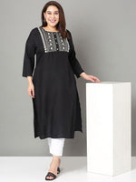 Thumbnail for Sztori Floral Embroidered Yoke Design Sequined Straight Kurta