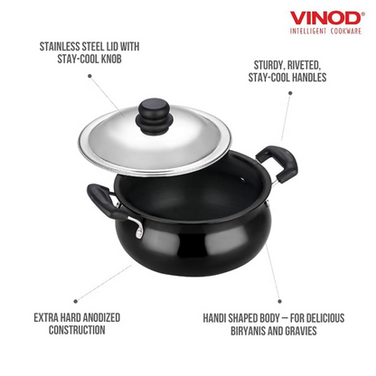 Vinod Hard Anodized Handi–Stainless Steel Lid–Mini - Dista