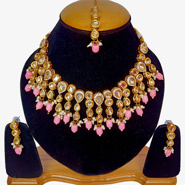 Joban Fashion Hand Made High Quality Gold Plated Base Metal Alloy Kundan Stone Studded Kundan Jewellery Set - Distacart