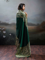 Thumbnail for Shree Shyam Fashion Dark Green Silk Blend Saree - Distacart