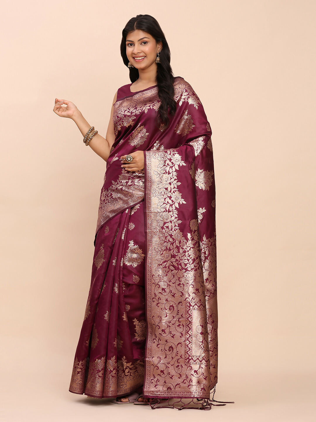 Astita Banarasi Silk Purple Saree