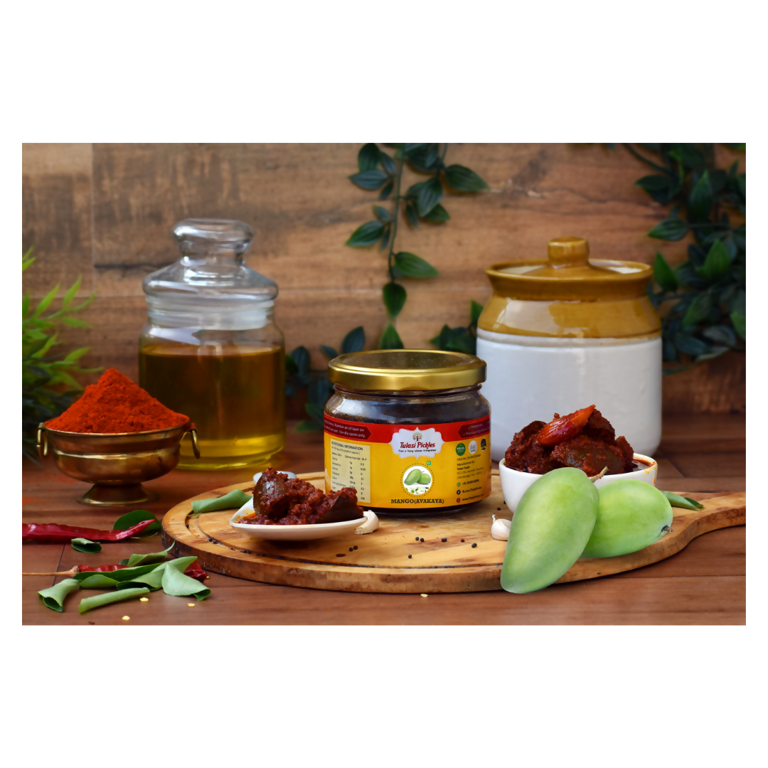 Tulasi Pickles Avakaya Pickle With Out Garlic (Mango) - Distacart