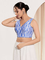 Thumbnail for Joban Fashion Blue Viscose Rayon Padded Blouse With V Neck Sleeveless