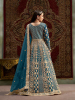 Thumbnail for Anaita Teal Embroidered Net Anarkali Suit - Distacart