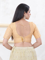 Thumbnail for Joban Fashion Light-Gold Tissue Elbow Sleeveless Back Open Blouse