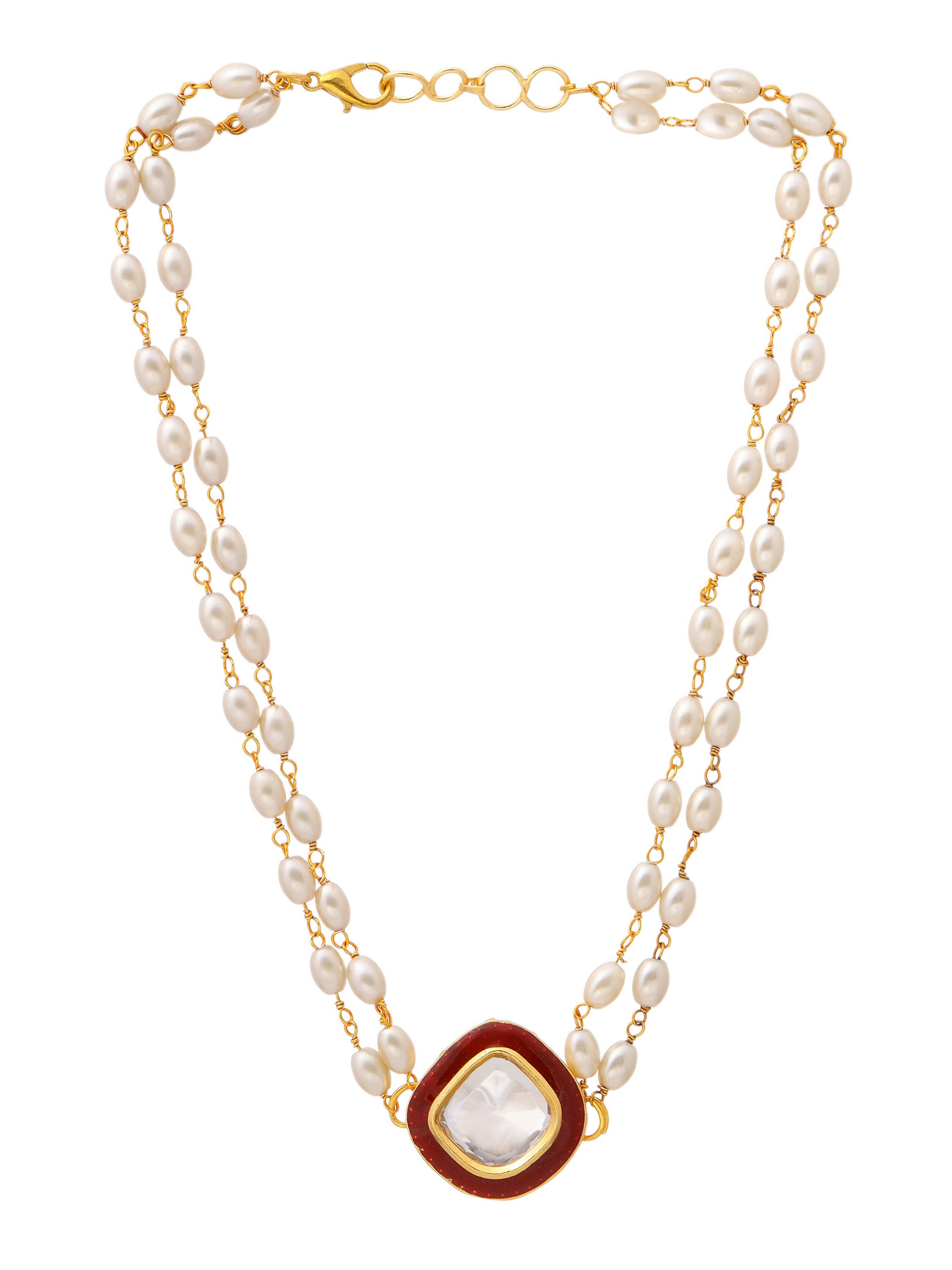Ruby Raang Red Kundan & Pearl Choker