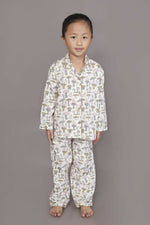 Thumbnail for Breathables Kids Cotton White Mushroom Print Shirt & Pyjama Boys & Girls Night Suit - Dista
