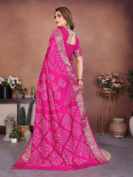 Thumbnail for Aastha Fashion Pink Pure Dola Silk Handmade Original Bandhej Saree - Distacart