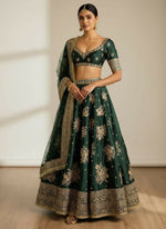 Thumbnail for Lehenga Mart Designer Indian Wedding Lehenga Choli-Green - Distacart