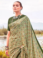Thumbnail for NOZ2TOZ Women's Pashmina Silk Light Green Printed Designer Saree With Blouse Piece - Distacart