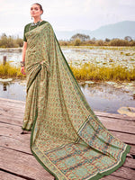 Thumbnail for NOZ2TOZ Women's Pashmina Silk Light Green Printed Designer Saree With Blouse Piece - Distacart