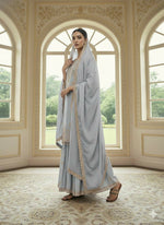 Thumbnail for Teeya Creation Grey Color Chinnon Silk Embroidery Work Wedding Wear Salwar Suit - Distacart