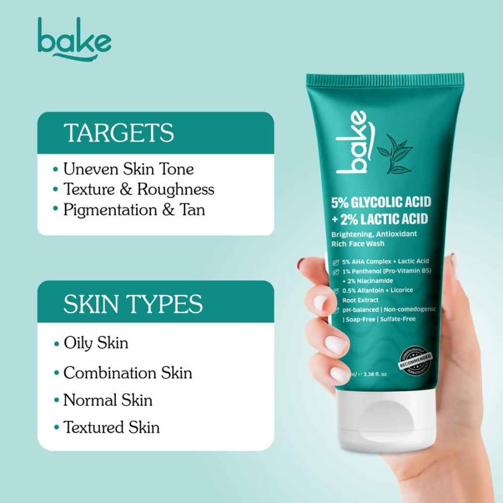 Bake 5% Glycolic Acid + 2% Lactic Acid Daily Face Wash - Distacart