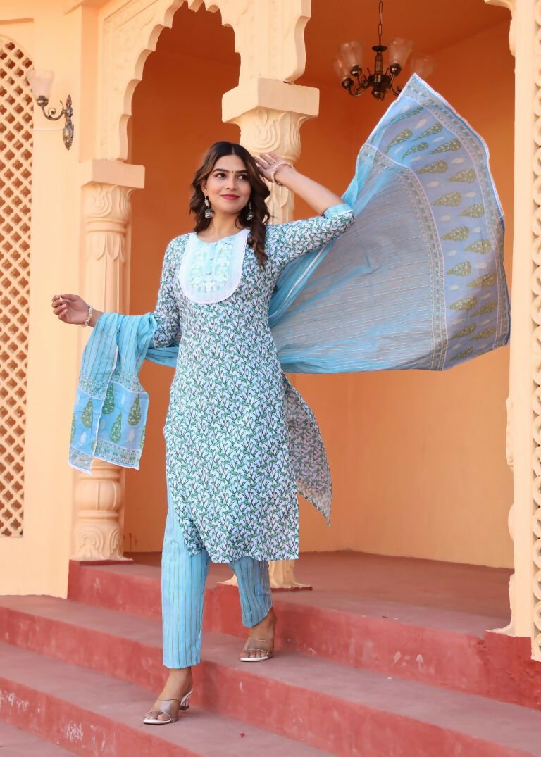 Alvano Women's Kurti with Pant and Dupatta Set for Women's and Girls - Distacart