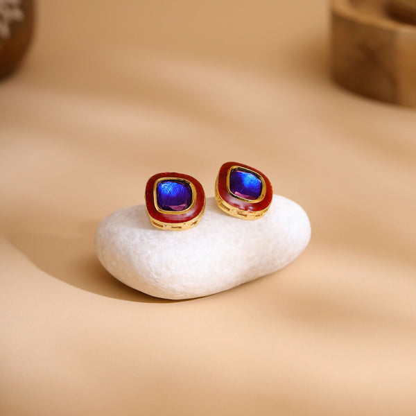 Ruby Raang Multi Blue Kundan Studs