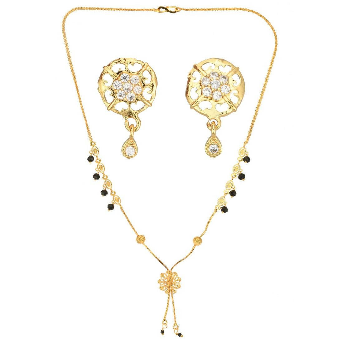 AanyaCentric Gold Plated Short Mangalsutra Set with Earrings - Distacart