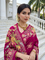 Thumbnail for Aastha Fashion Rani Pink Premium Russian Silk Designer Floral Position Print Saree - Distacart