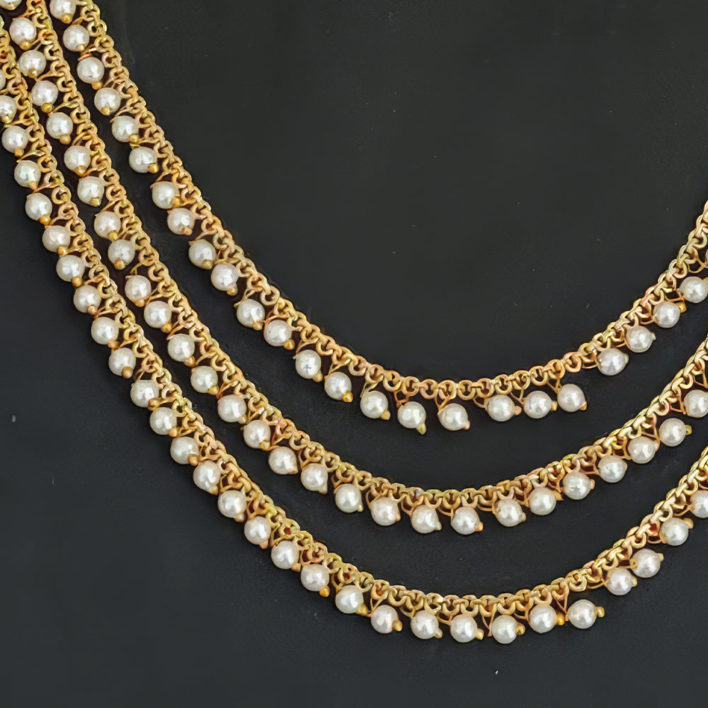 JS Fashion Antique Jewellery Designer High Gold Polish Fancy Style Short Necklace Set - Dista