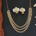 Thumbnail for JS Fashion Antique Jewellery Designer High Gold Polish Fancy Style Short Necklace Set - Dista