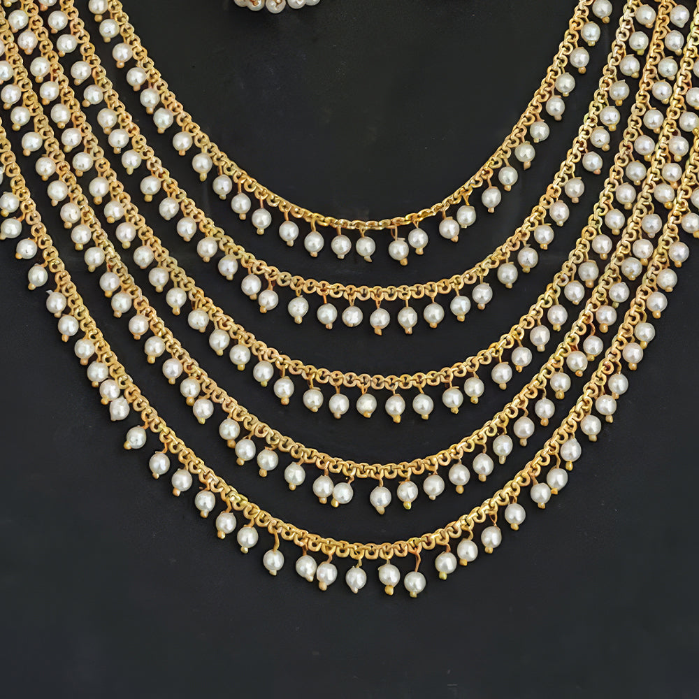 JS Fashion Antique Jewellery Designer High Gold Polish Fancy Necklace Set - Dista
