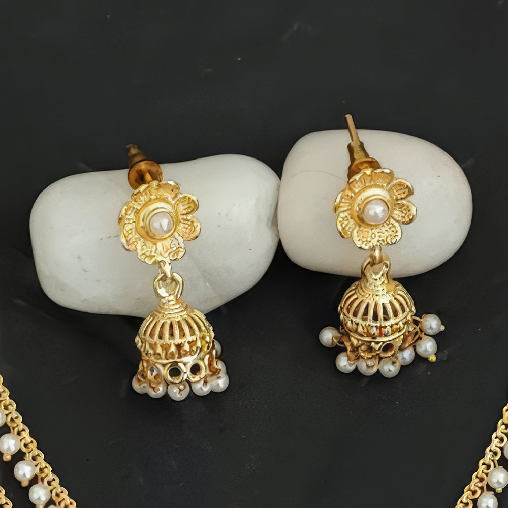 JS Fashion Antique Jewellery Designer High Gold Polish Fancy Necklace Set - Dista