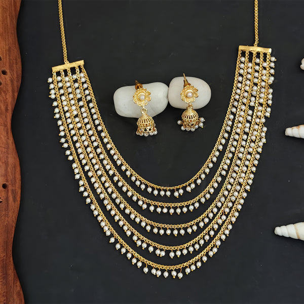 JS Fashion Antique Jewellery Designer High Gold Polish Fancy Necklace Set - Dista