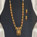 Thumbnail for JS Fashion God Laxmi with peacock designer Temple High Gold Polish Fancy Style Long Necklace Set - Dista
