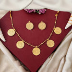 Thumbnail for JS Fashion Radhe Krishna Coin Necklace Set in High Gold Finish - Dista