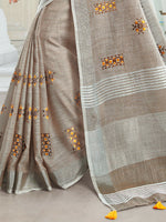 Thumbnail for Astita Linen Light Beige Saree