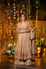 Thumbnail for Prazu Fashion Cream Crunchy Silk With Embroidery Sequins Work Palazzo Suit