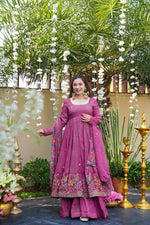 Thumbnail for Prazu Fashion Onion Pink Crunchy Silk With Embroidery Sequins Work Palazzo Suit
