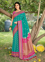 Thumbnail for Shree Shyam Fashion Sea Green Soft Silk Saree - Distacart