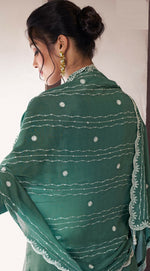 Thumbnail for Anaita Green Embroidered Work Silk Stitched Sharara Suit
