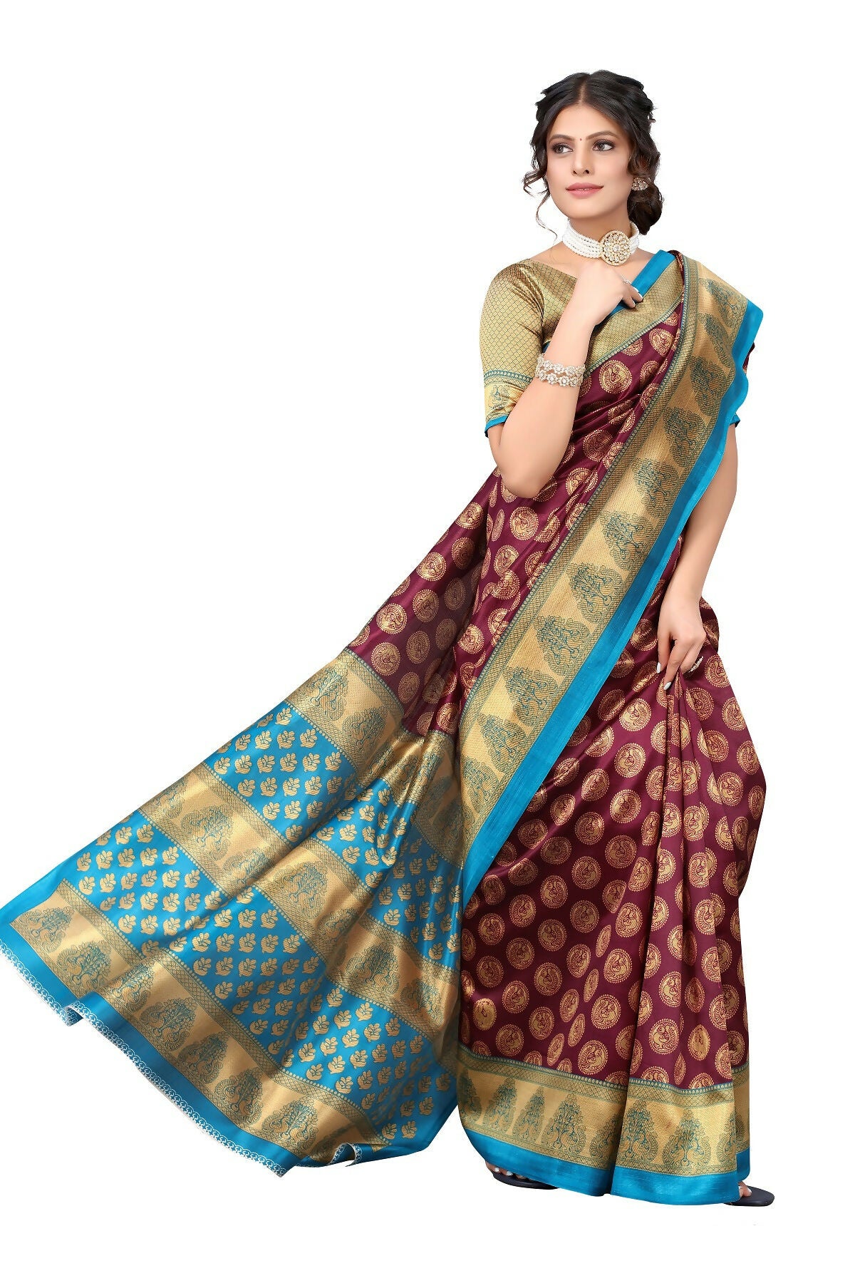 Vamika purple Printed Art Silk Saree - Distacart