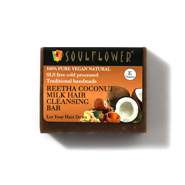 Soulflower Reetha Coconut Milk Hair Cleansing Bar - Distacart